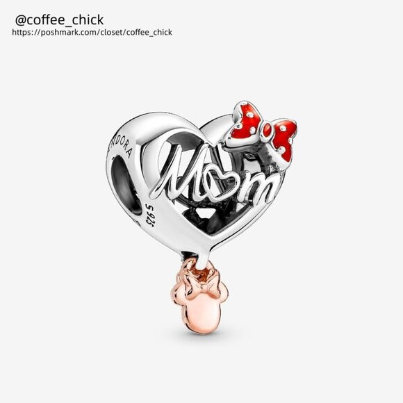 Pandora Disney Minnie Mouse Mom Heart Charm|Pendant|Two-tone - Picture 1 of 2